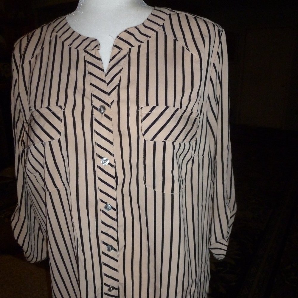 Elementz 3/4 Long Sleeve Button Tunic Blouse, Size XL